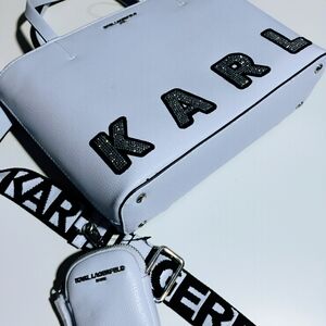 Karl Lagerfeld Baby Blue Tote Bag/With Mini Wallet/Card Holder